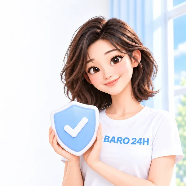 방패를 들고 결정을 차분히 돕는 3D 인물